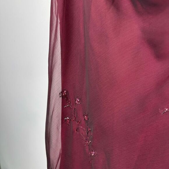 Alex Evenings Women’s Plus Size Burgundy Maroon Drape Beaded High Low Hem Dress - Picture 14 of 16